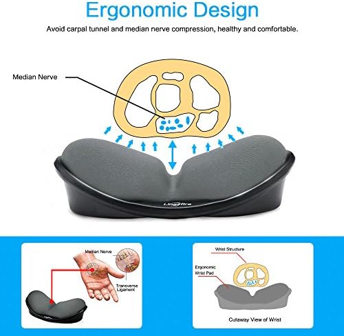 Memory Foam Mouse, Keyboard Wrist Rest Pad Anti-Skid Mousepad Support Mat for Office Computer Laptop Mac- Durable Comfortable Lightweight Easy Typing Pain Relief (Gray)