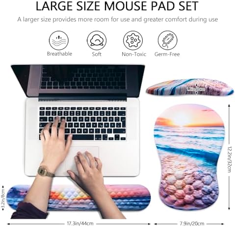 Ergonomic Mouse Pad with Wrist Support and Keyboard Wrist Rest Set