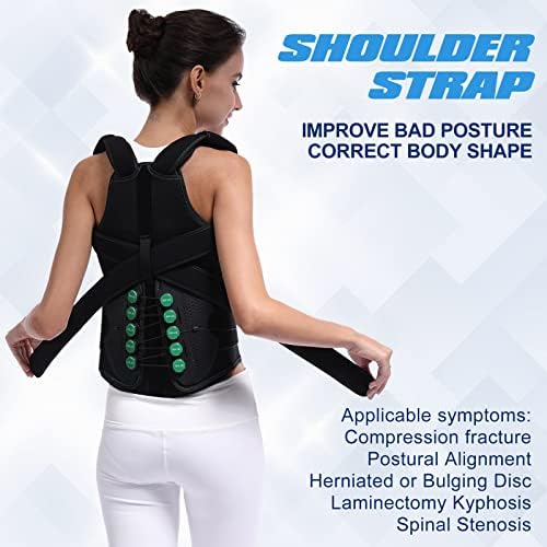 TLSO Thoracic Full Back Brace- Thoracic Lumbar Sacral Orthotic, Compression Fractures, Upper Spine Injuries,Pre or Post Surgery with Hard Lumbar Support for Men and Women (S/M)