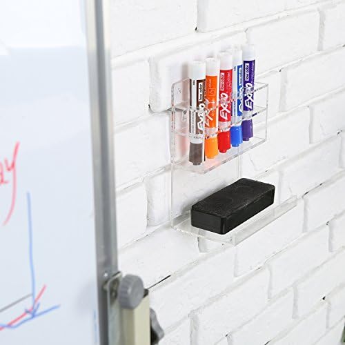 MyGift Acrylic Dry Erase Marker Holder, 5 Marker & Eraser Rack Set of 2
