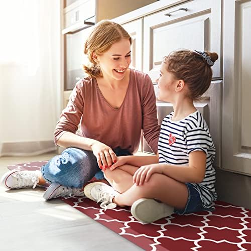 WISELIFE Kitchen Runner Rugs Anti-Fatigue mats, 17.3" x 39", 4/5 Inch, Red