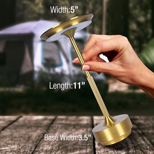Cordless Table Lamps Rechargeable, Portable Battery Operated Lamp, 3 Color Stepless Dimming LED Table Light with Memory Function, for Outdoor/Dinner/Patio/Restaurant (Gold)