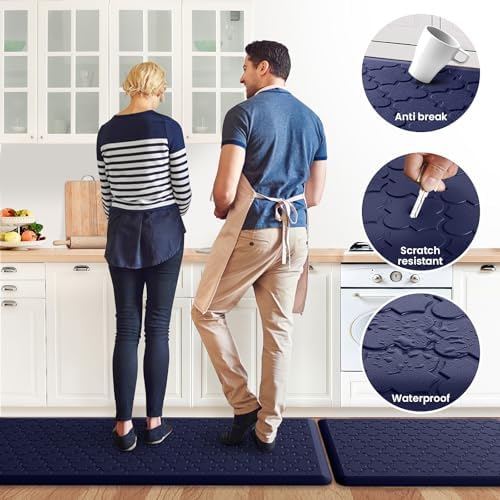 Kitchen Mat 2 PCS Cushioned Anti-Fatigue Floor Mat Standing Mat for Kitchen