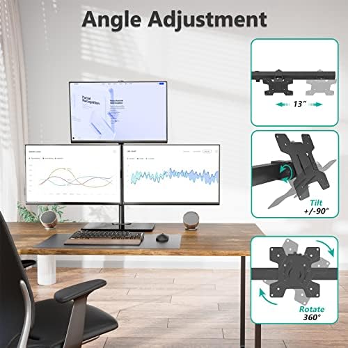 WALI Triple Monitor Stand, Height Adjustable Free-Standing Monitor Desk Mount, fits 3 Computer Screens up to 27 Inch, Holds up to 22lbs per Arm (GMF003)