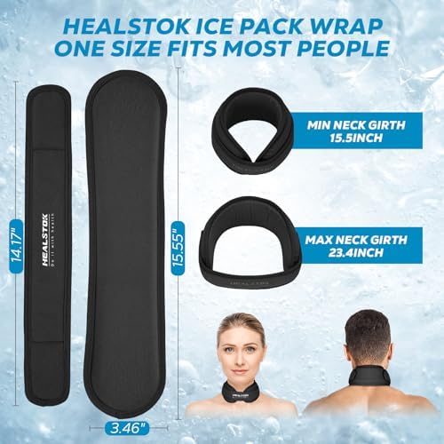 Neck Ice Pack Wrap, Reusable Cold/Hot Gel for Neck Pain, Blackx2