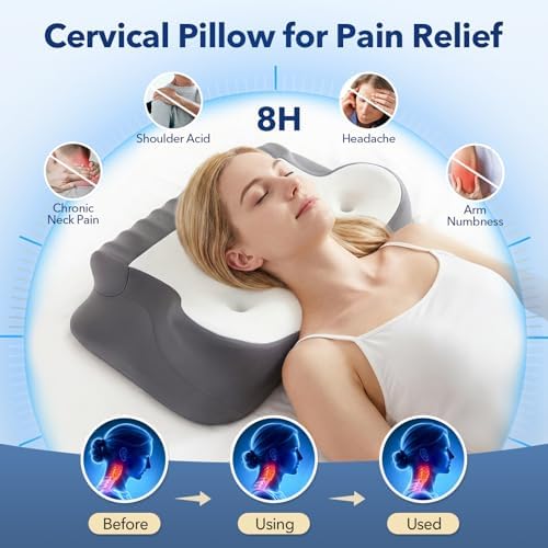 Orthopedic Memory Foam Pillows –Adjustable Cooling Neck Pillow, Cervical Support Pillow for Neck Pain Relief, Cervical Pillow for All Sleep Positions, Ergonomic Pillow