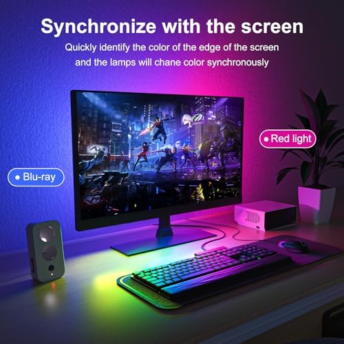 pc sync Light bar，LED Light Strips Deliver Synchronized Lighting Effects with Screen Colors and Music, Compatible with Win/Mac Systems. (PC Sync Light (for 24-inch Models))