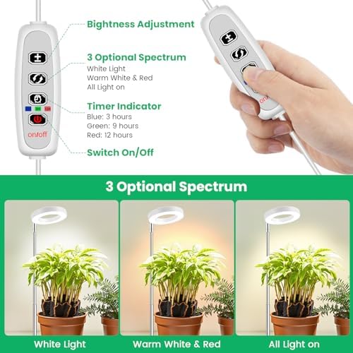 Aokrean Halo Grow Lights for Indoor Plants, Full Spectrum with Base 5 Pack