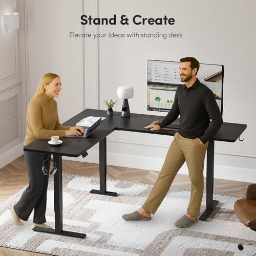 Cubiker 75 * 63" L Shaped Standing Desk, Reversible Corner Standing Desk, Suitable for Home Office, Black