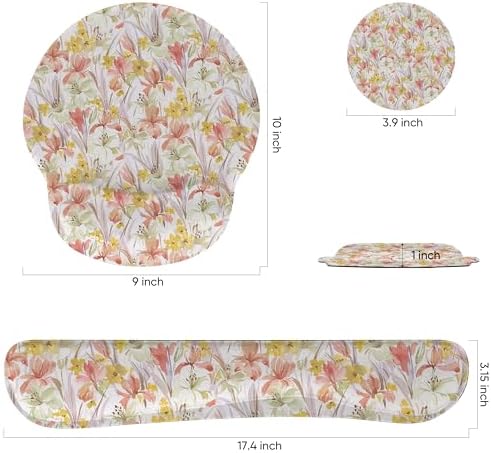 RICHEN Wrist Rest Support for Mouse Pad&Keyboard Set, 3-in-1 Computer Mousepad,Keyboard Wrist Rest and Coaster Set, Non-Slip Keyboard Wrist Rest and Mouse Pad Set Ergonomic Design (YKMWR-63)