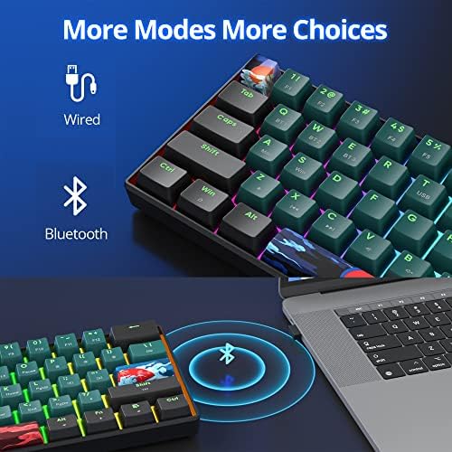 surmen GT61 Wireless 60% Keyboard, Mini RGB Mechanical Gaming Keyboard 60 Percent Hot-Swappable with Linear Gateron Switch Type-C/Bluetooth 5.0 Programmable (Gateron Yellow, Sound Wave 61)