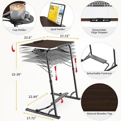 FoldWise Upgraded Folding TV Tray Table, Sturdy Couch & Dinner Laptop Table