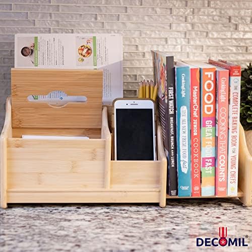 DECOMIL Bamboo Desk Organizer, Wood Desktop Shelf, Perfect Office Decor for Office Supplies Storage, Multifunction Desktop Organizer Shelf