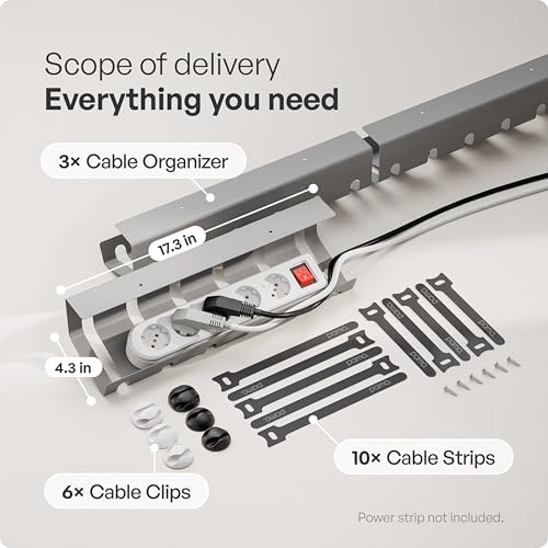 PAMO Cable Management Under Desk, Set of 3 - Grey/Silver