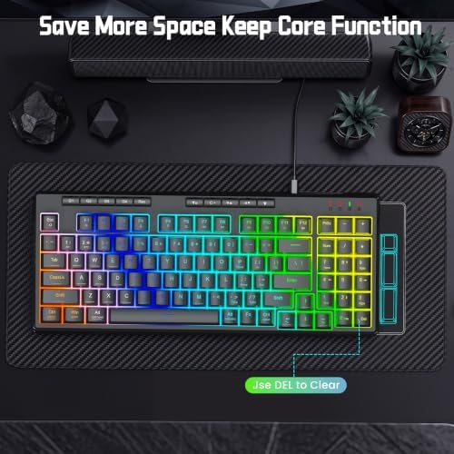 Redragon K517 Pro Wired Gaming Keyboard, RGB Backlit, Mechanical Feel 94 Keys Computer Keyboard with 4 Macro Keys, Number Pad, Anti-Ghosting, 4000mAh Battery for Win/MAC, PS4/5
