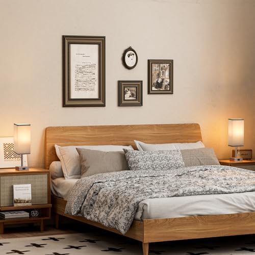 Fenmzee Bedside Lamp for Bedroom Set of 2 - Grey Table Lamp for Nightstand