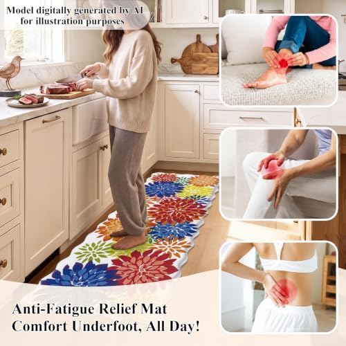 HEBE Anti Fatigue Kitchen Rugs Set of 3, Cushioned Kitchen Mats for Floor