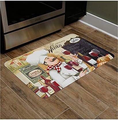 J&V TEXTILES Anti Fatigue Cushioned Comfort Mat, Ergonomically Durable, Supportive, Padded, Thick and Washable, Stain-Resistant, Kitchen, Garage, Office Standing Desk Mats (Vino Chef)*
