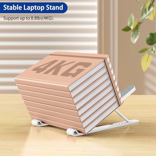 BESIGN LS01 Pro Ergonomic Laptop Stand, Plastic Laptop Riser, Portable and Adjustable Notebook Computer Holder Compatible with 10-14" Laptops (White)