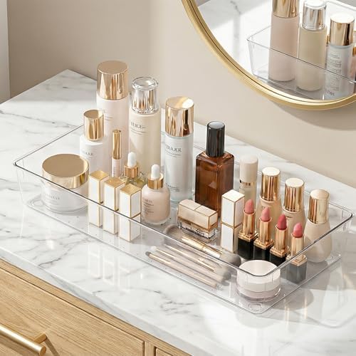 Manalete 8 Pcs Large Clear Plastic Drawer Organizer,15"x6" Vanity Organizer