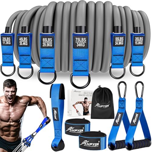 HPYGN Heavy Resistance Bands, 300LBS Exercise Bands for Working Out, Fitness Bands with Handles, Workout Bands for Men, Weight Bands Set for Muscle Training, Strength, Slim, Yoga, Home Gym Equipment
