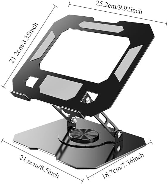 360° Rotating Laptop Stand for Desk, Heavy Duty Solid Steel Ergonomic Laptop Riser, Foldable Portable Computer Holder, Stable Adjustable Stand Compatible with MacBook Air/Pro 10-16 Inch Laptops