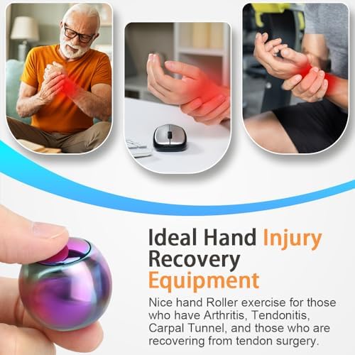 Dilabnba Fidget Spinners Stress Ball Kinetic Desk Toy for Kids Adults, Metal Handheld Gadget Finger Hand Spin Fingertip Gyro Goody Bag Fillers Gift, Rainbow