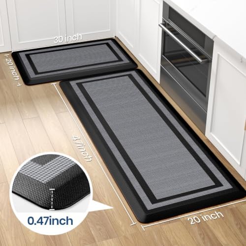 2PCS Kitchen Rugs Cushioned Anti-Fatigue Kitchen Mats Comfort Standing Mat