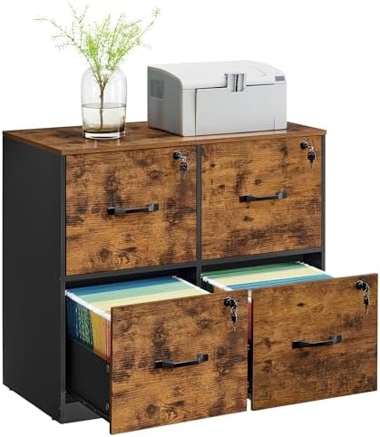 VASAGLE 4-Drawer Lateral File Cabinet, Compact, Locking, Printer Stand