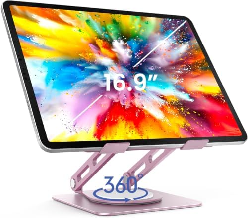 LOXP Tablet Stand, Heavy-Duty Base for iPad Stand for Desk - Purplish Pink