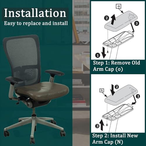 Chair Armrest Replacement, Arm Pad Caps Replacement for Haworth Zody Office Chair 2 Pair (Black)