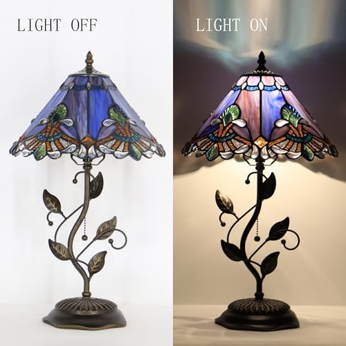 Tiffany Table Lamp Stained Glass Bedside Reading Light W12H19 inch