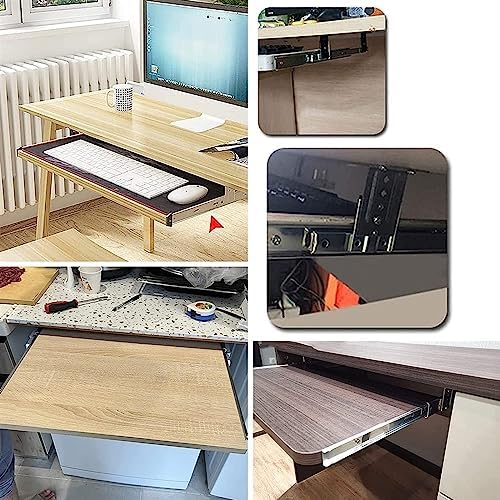 Drawer Slides Telescopic Slides for Piano All Metal Ball Bearing Keyboard Slide Under Desk Keyboard Tray Sliding Rails for Drawer/Shelf(400mm(16 inch)), 631013