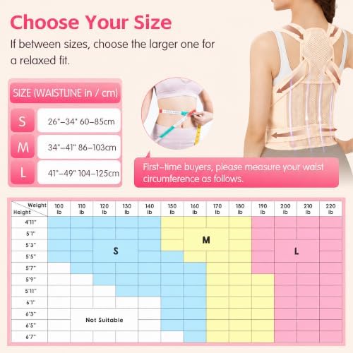 Posture Corrector for Women & Men, Adjustable Full Back Brace Support
