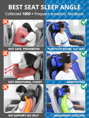 SARISUN Travel Pillows for Airplanes, Stable Head Support, Travel Essential