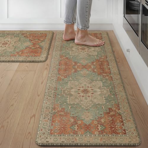GENIMO Anti Fatigue Kitchen Mats for Floor 2PCS, Standing Rugs,Multi