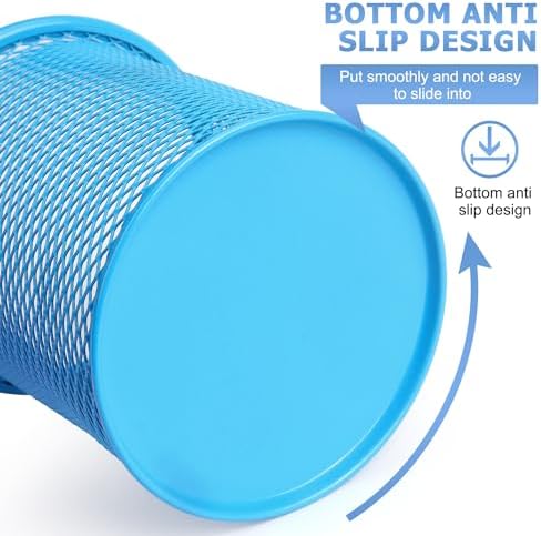 Tamaki Pen Holder Cup for Desk, Wire Mesh Pencil Cup Holder, Blue