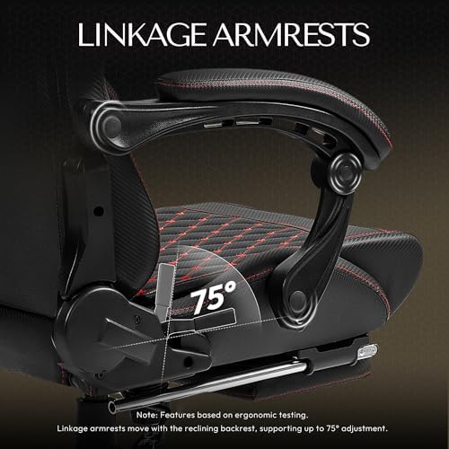 Dowinx Gaming Chair Big and Tall, Ergonomic PC Gaming Chair with Footrest & Massage, Racing Style Reclining Computer Chair for Adults, 400LBS Capacity - Heavy Duty Gamer Chair (Black)