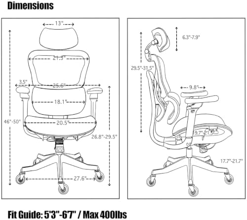 Premium Mesh Ergonomic Office Chair, Adaptive Dynamic Lumbar Support, Relieves Lower Back Pain, Reduces Long-Hour Sitting Fatigue, All-Day Comfort for Home & Office