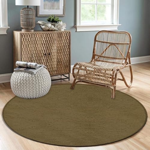 Home Decor Non Slip Kitchen Office Circle Rug, Machine Washable Modern Round Area Rug, Room Sofa Yoga Soft Round Carpet Brown, 24inch