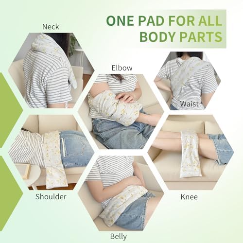 Heating Pad for Neck Shoulders and Back Microwavable Machine Washable 26x4.3 Microwave Rice Bag for Heat Therapy Reusable Hot Pack for Muscle Cramps Moist Warm Bean Bag for Pain Relief Unscented
