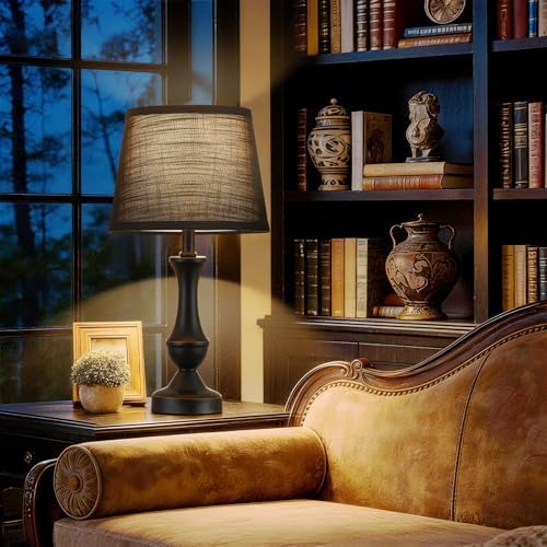 Table Lamp Set of 2, 19" Mordern Bedside Lamps for Living Room & Bedroom