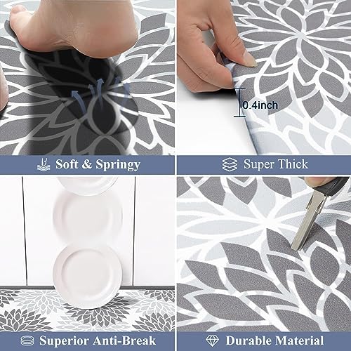 HEBE Anti Fatigue Kitchen Rugs Set of 2, Cushioned Kitchen Mats for Floor