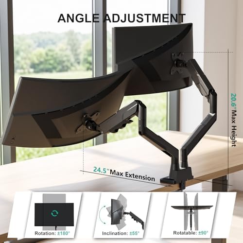 WALI Adjustable Dual Monitor Arm for 13-43 inch Screens, 22 lbs per Arm