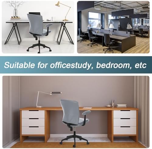 Tallew 4 Pcs Office Chair Covers PU Leather Office Desk Accessories Universal Computer Chairs Cover Stretchable Protective Chair Seat Covers Desk Armrest Cover Slipcovers Rotating Backrest(Grey)