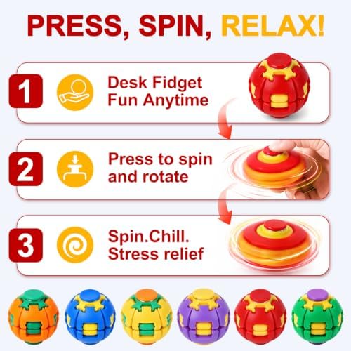 Press to Spin Fidget Spinner HelixCore Spin Stress Ball Sensory Fidget Toys