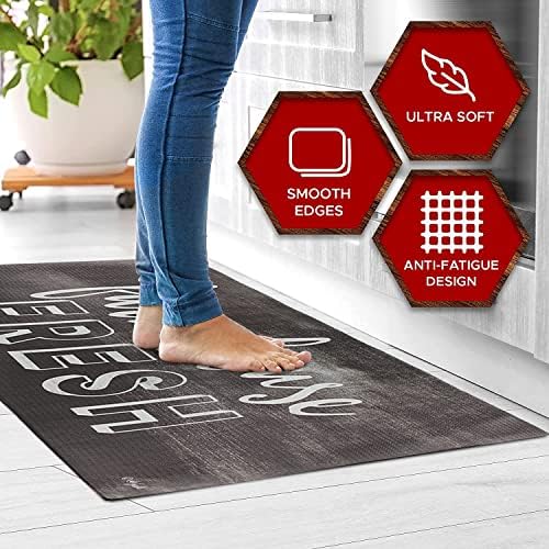 J&V TEXTILES Kitchen Mat Cushioned Anti Fatigue Floor Mat,19.6"x55", Thick Non Slip Waterproof Kitchen Rugs and Mats, Standing Mat for Kitchen,Floor,Home,Office,Desk,Sink,Laundry (Farmhouse Fresh)