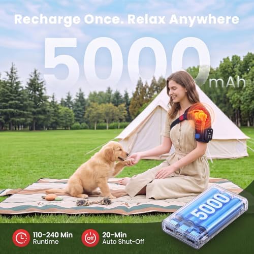Cordless 3D Red Light Shoulder Wrap, 100 LEDs Infrared Massage Wrap,5000mAh