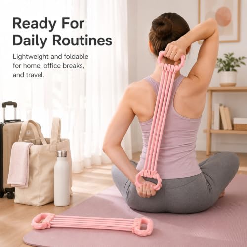 Figure 8 Resistance Band,15LB-120LB, 8 Level Adjustment Exercise Bands for Women & Men - Yoga Stretching Belt