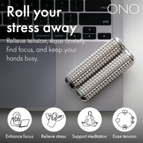ONO Roller - Handheld Fidget Toy for Adults | Help Relieve Stress, Anxiety, Tension | Promotes Focus, Clarity | Compact, Portable Design (Acupressure, Junior Size - Stainless Steel)